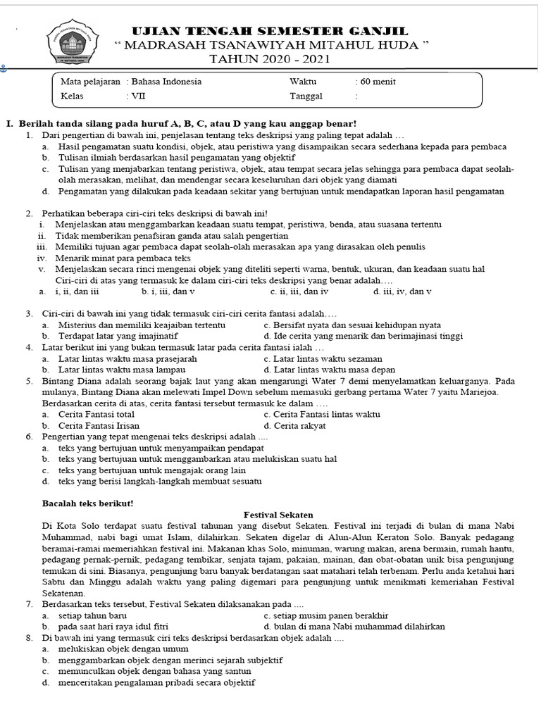 Soal Bahasa Indonesia Pdf