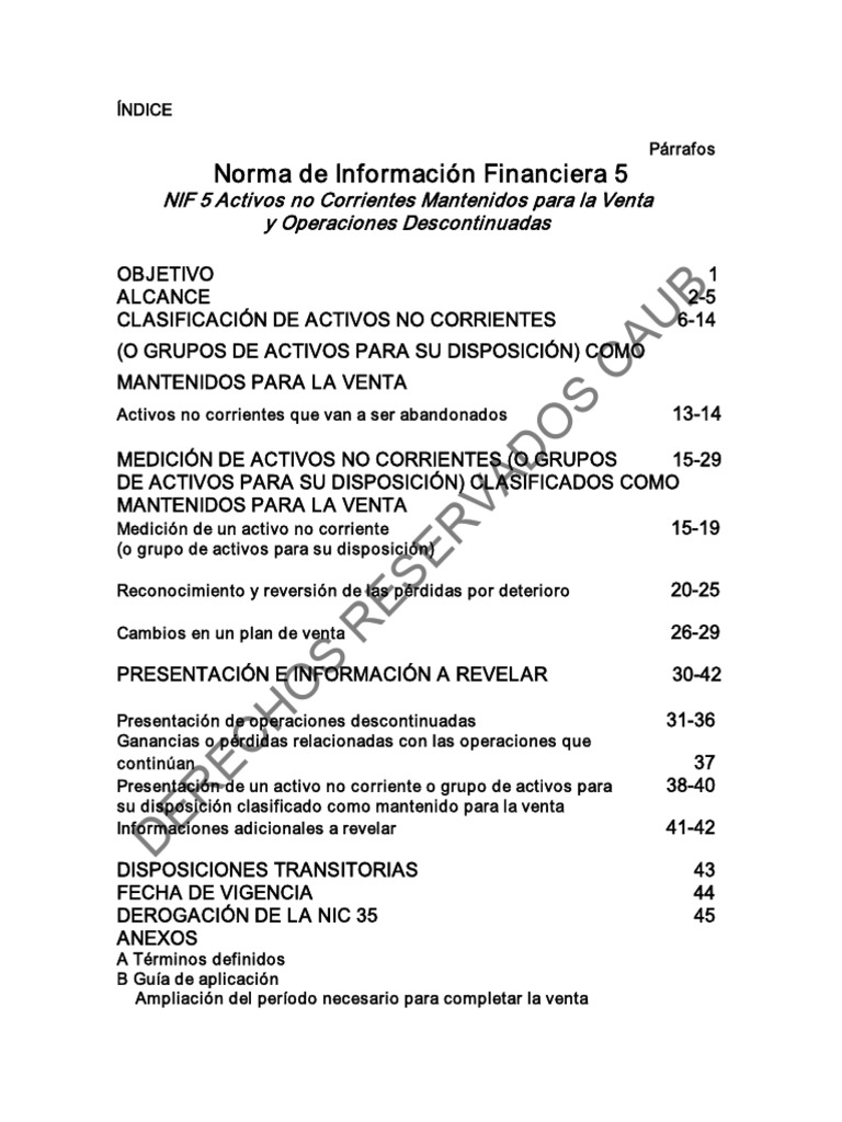 C Inter Nif 5 Activos No Corr Mant Par La Venta | PDF