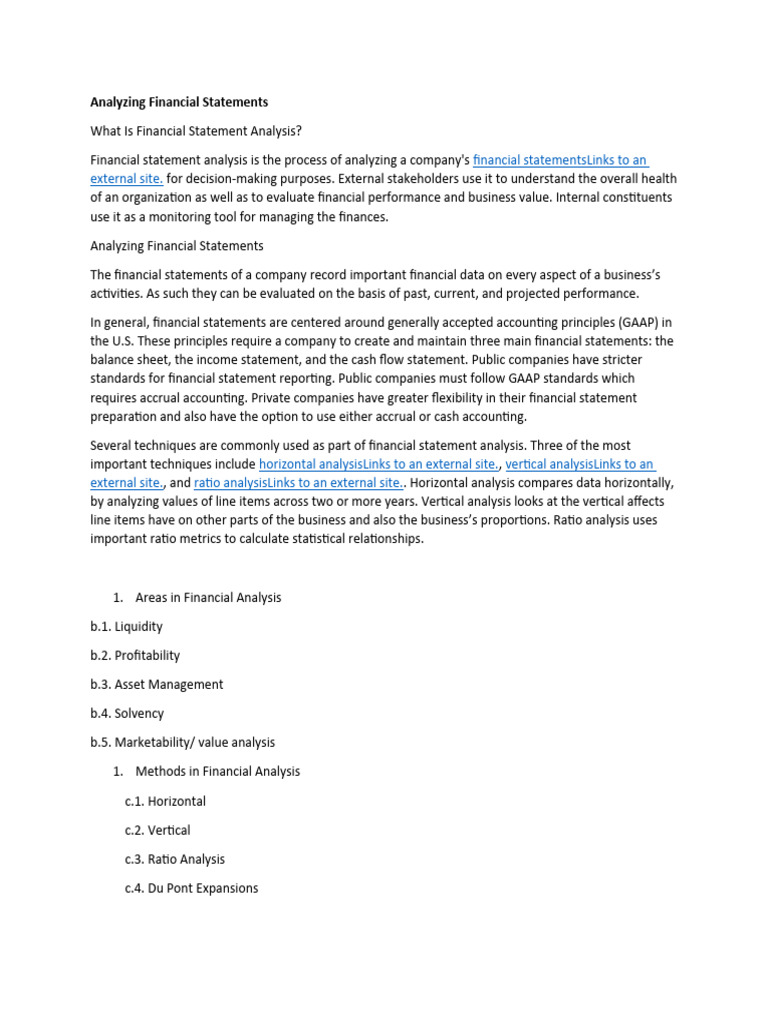 Financial Statement Analysis Techniques | PDF