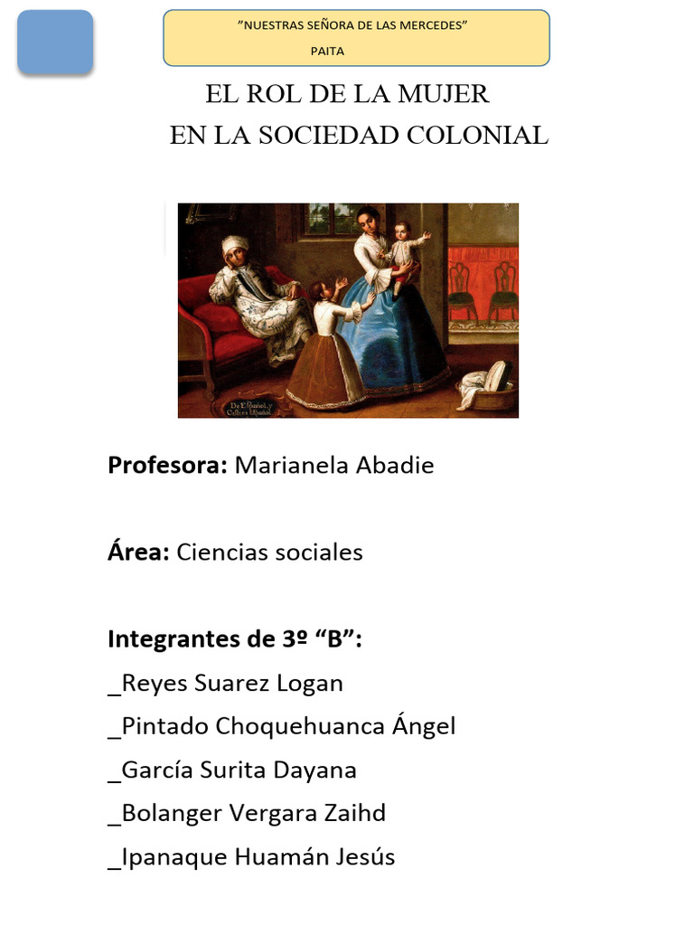 El Rol de La Mujer en La Sociedad Colonial | PDF