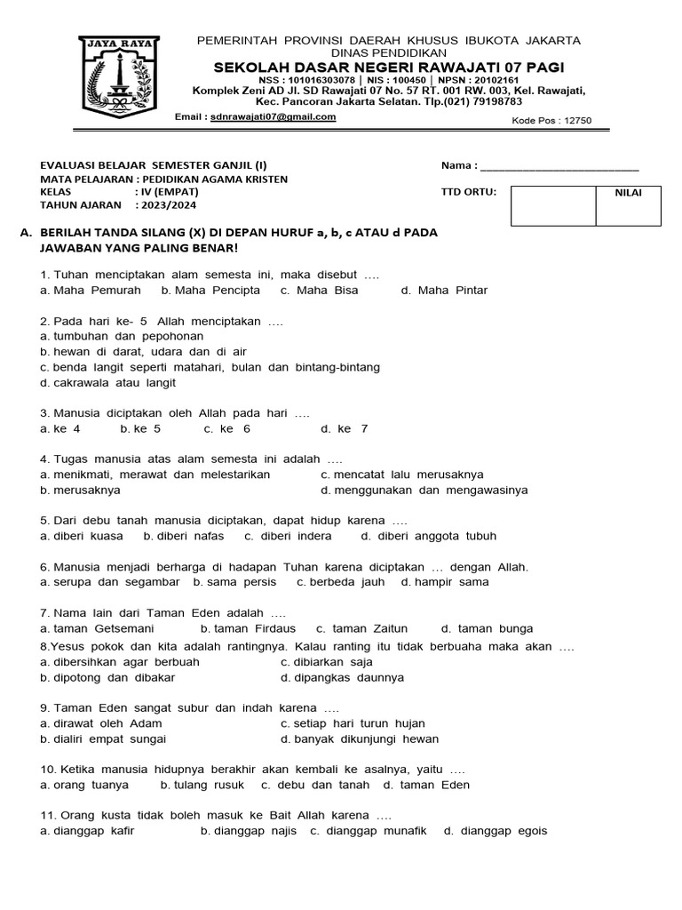 Menjelajahi Iman dan Pengetahuan: Latihan Soal Agama Kristen Kelas 4 SD yang Bermakna