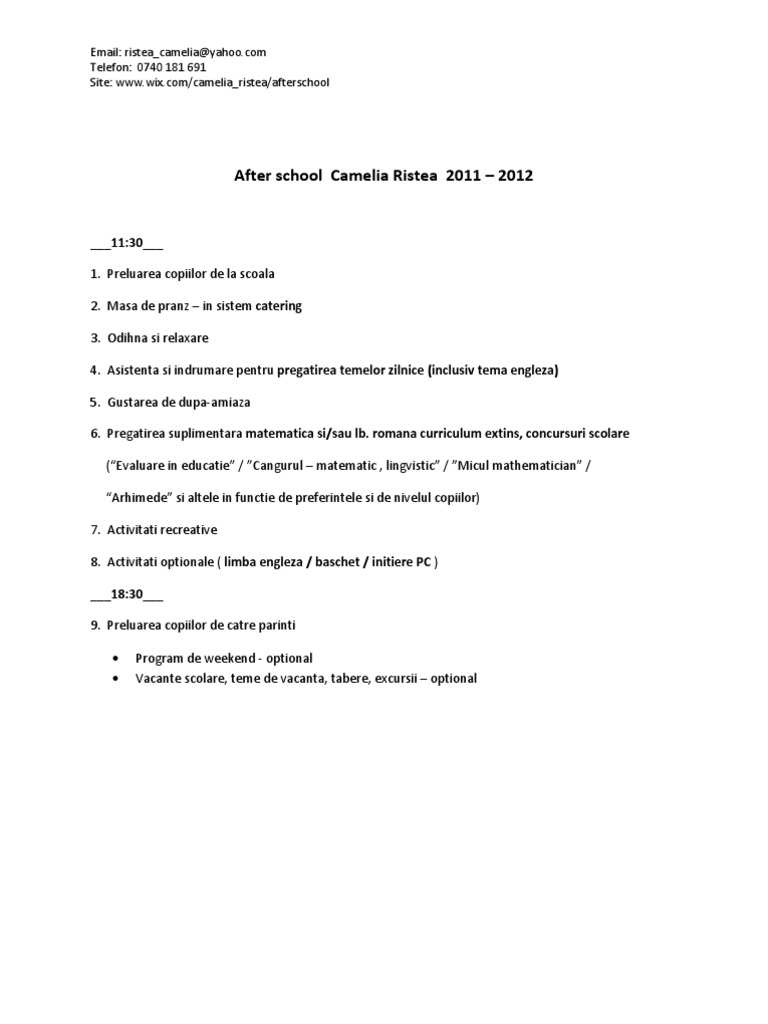 After School Program Overview 2011-2012 | PDF | Wellness