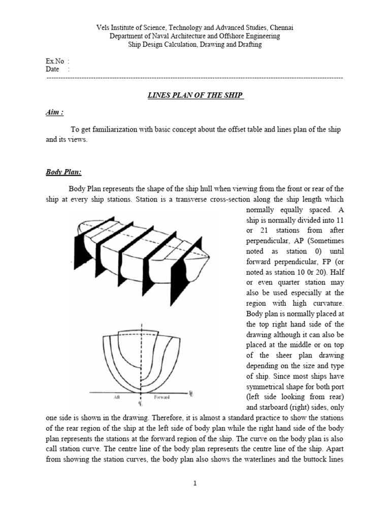 Ship Lines Plan and Offset Table Overview | PDF