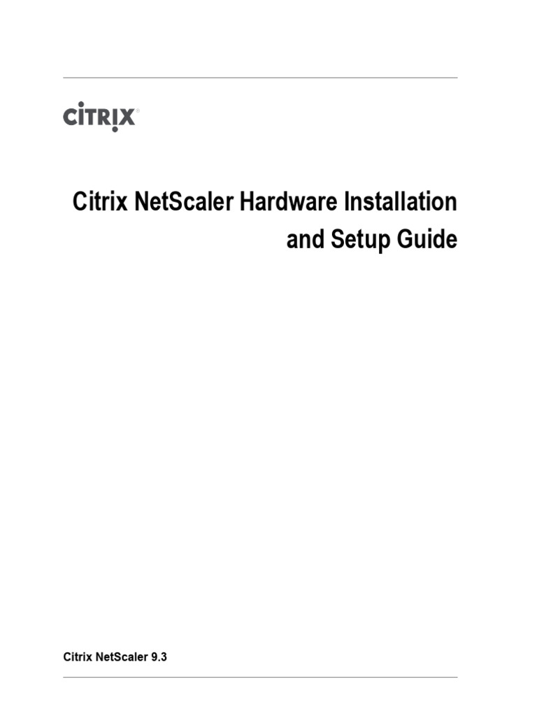Citrix netscaler hardware installation and setup guide pdf