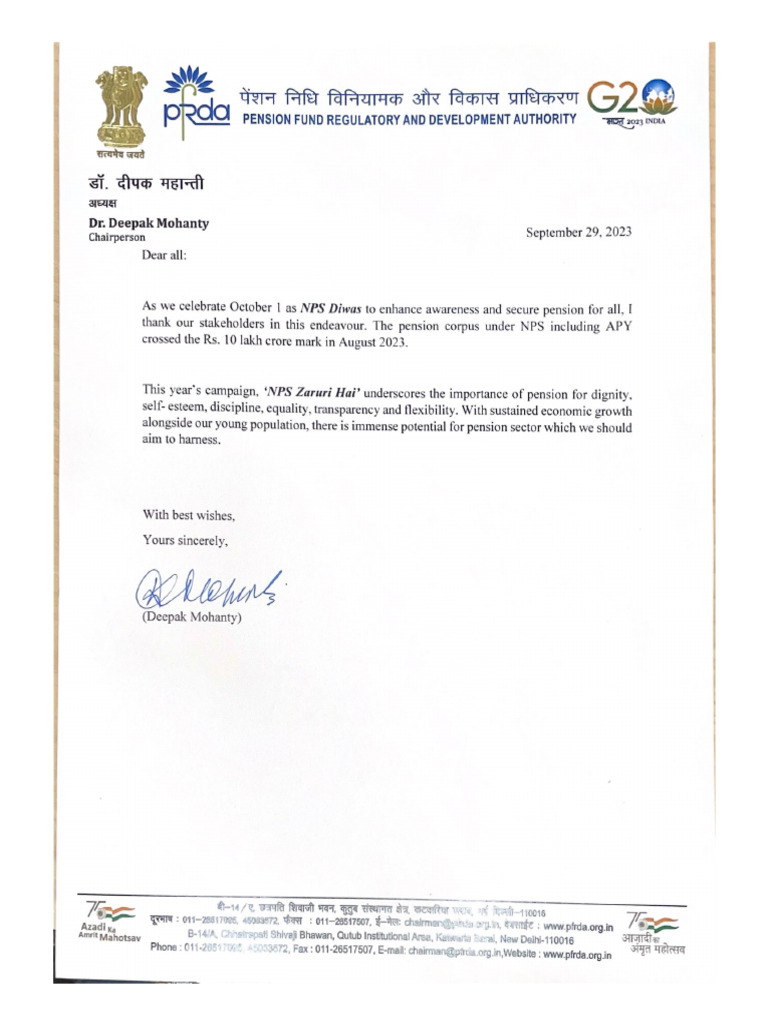 Chairman message nps diwas 2023 pdf
