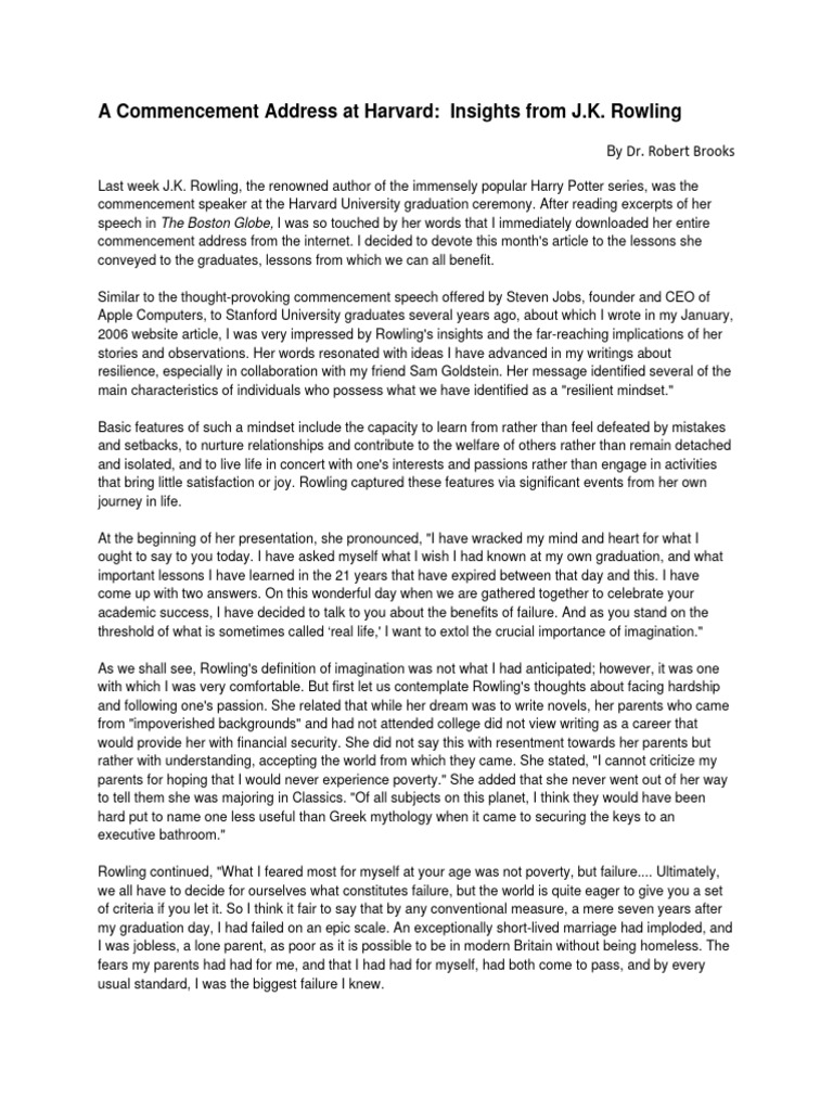 J.K. Rowling Speech | PDF | J. K. Rowling | Harry Potter