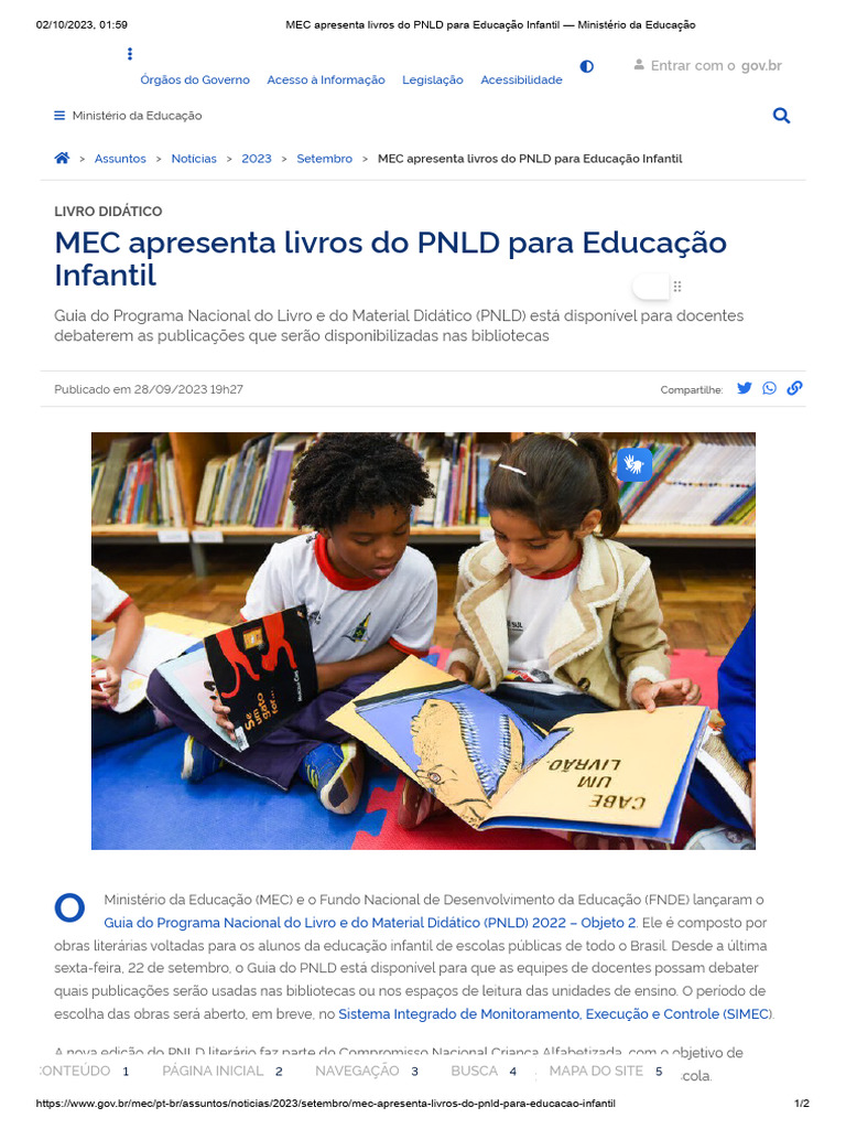 Livros do PNLD para Educação Infantil 2024 | PDF | Pedagogia | Bibliotecas