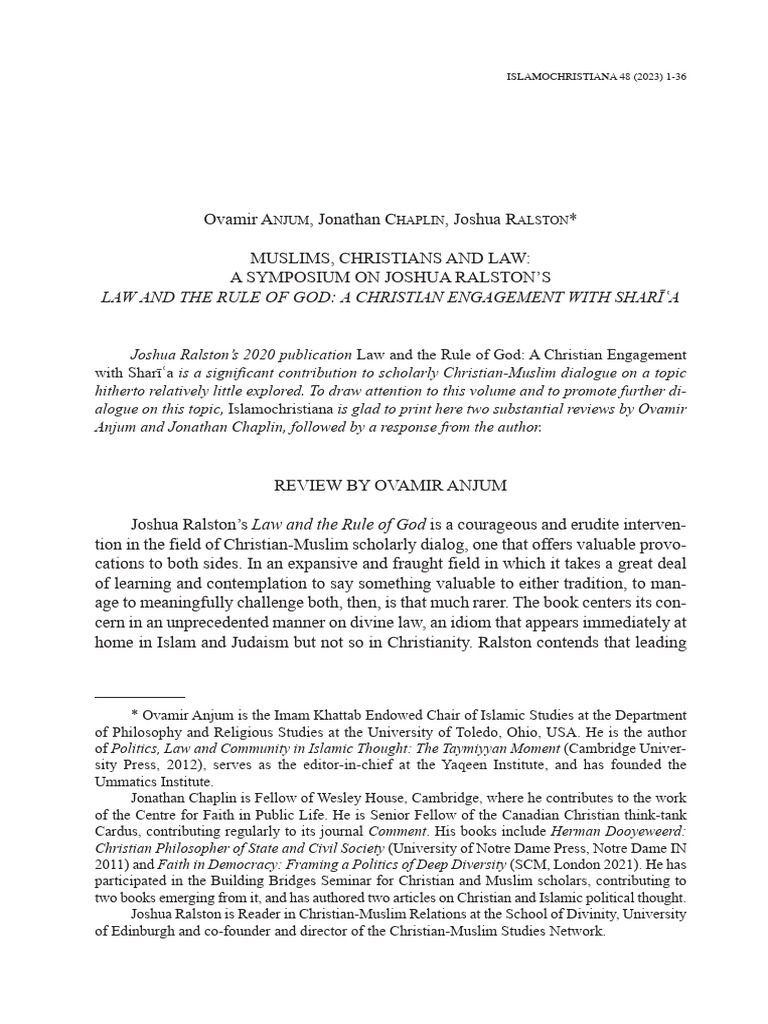 Christian-Muslim Legal Dialog | PDF | Sharia | Bible