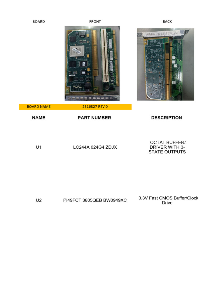 Component Specifications for Circuit Board | PDF