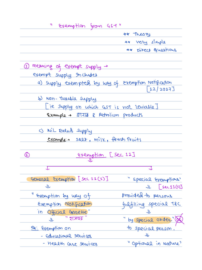exemption-from-gst-handwritten-notes-pdf