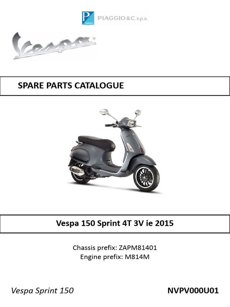 Vespa Sprint 150 Parts Catalogue 2015 | PDF