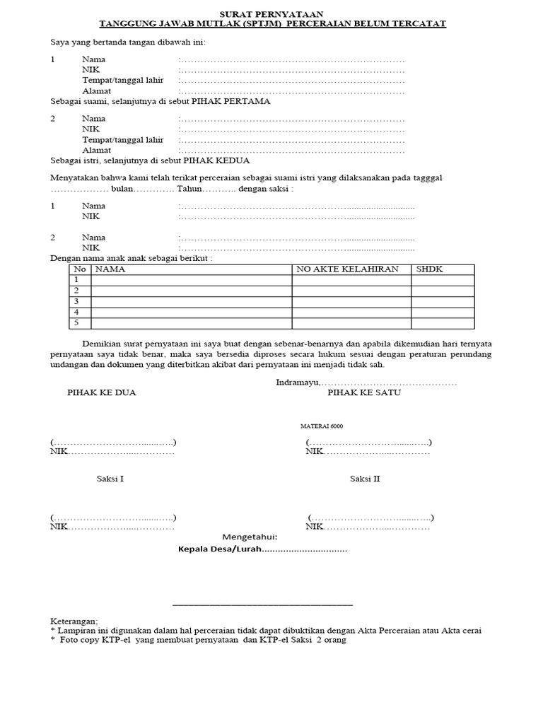 SPTJM Perceraian | PDF