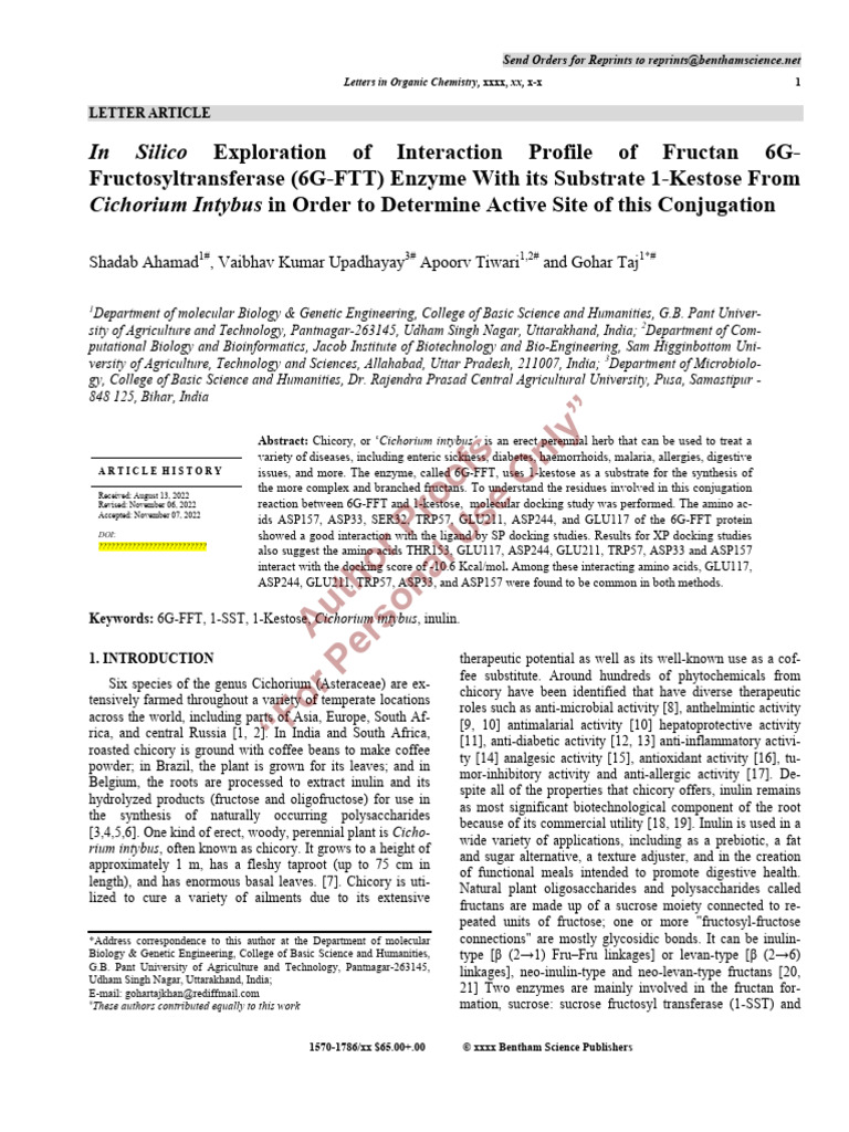 Letters In Organic Chemistry