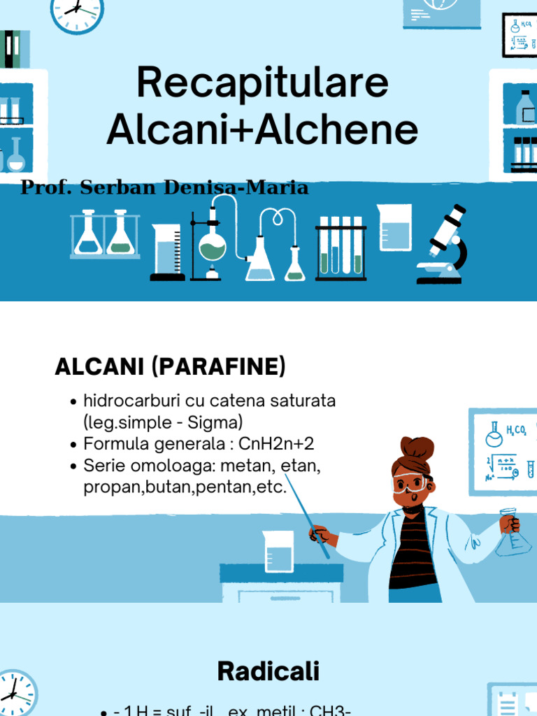 Recapitulare Alcani+alchene - Prezentare | PDF