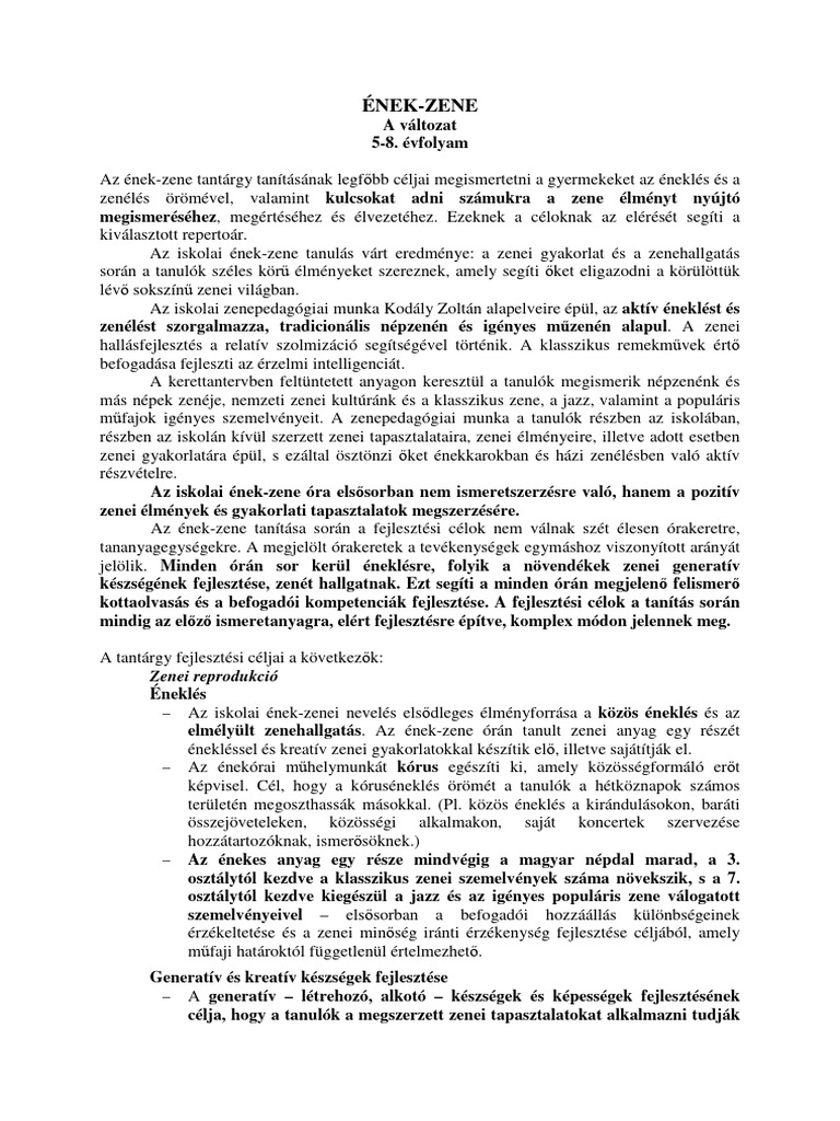 Ének-Zene 5-8. Évfolyam | PDF