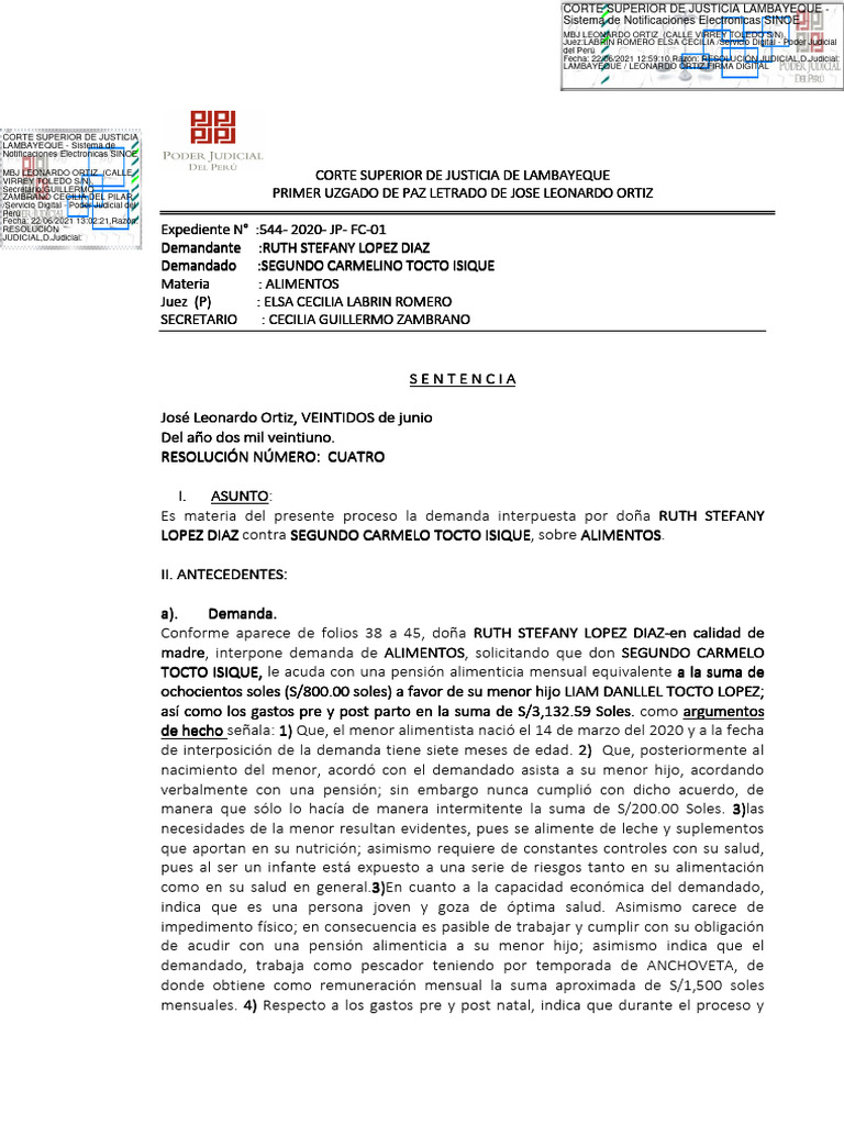 SENTENCIA DE ALIMENTOS PDF