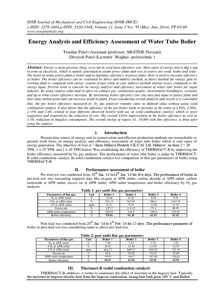 Energy Analysis and Efficiency Assessment of Water Tube Boiler PDF