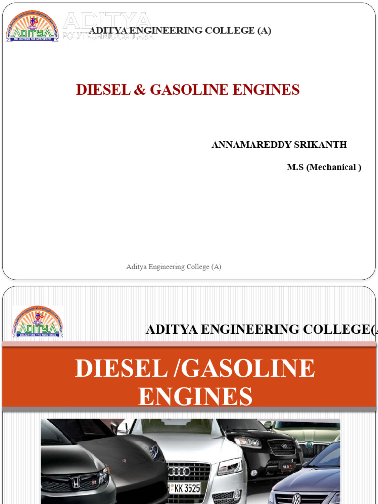 Diesel and Gasoline Engines Overview | PDF