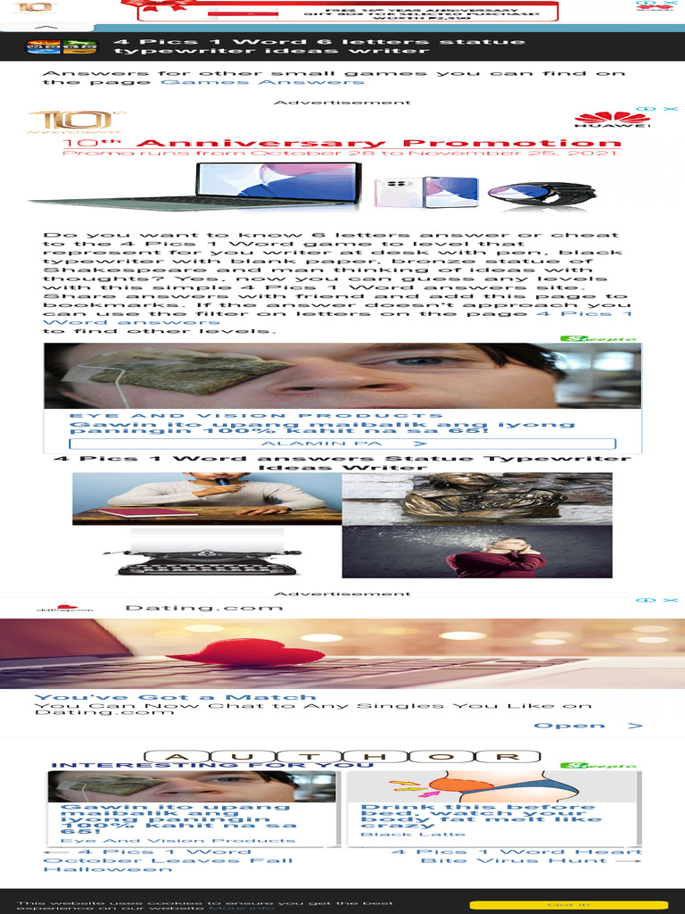 4 Pics 1 Word Statue Typewriter Ideas Writer PDF