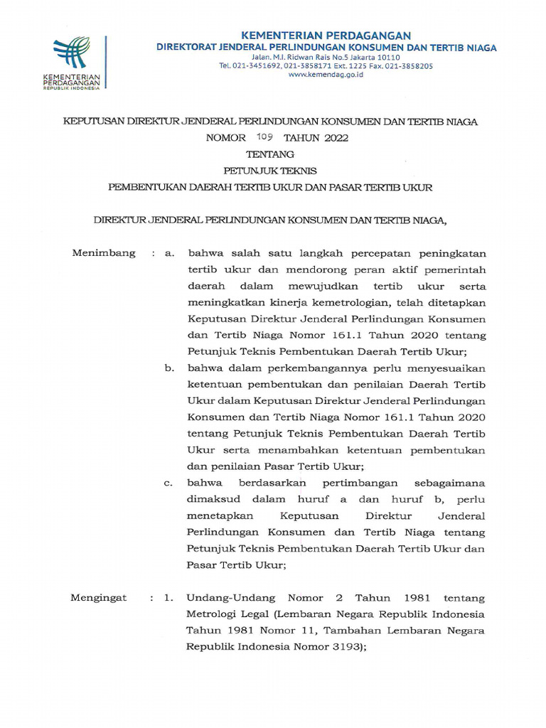 Keputusan Dirjen PKTN No 109 THN 2022 Tentang Petunjuk Teknis ...