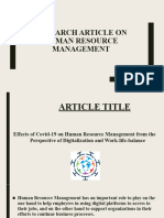 Research Article on Human Resource Management