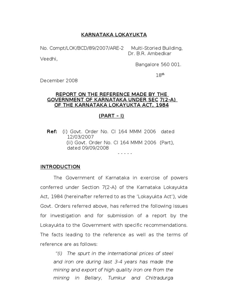 karnataka lokayukta mining report