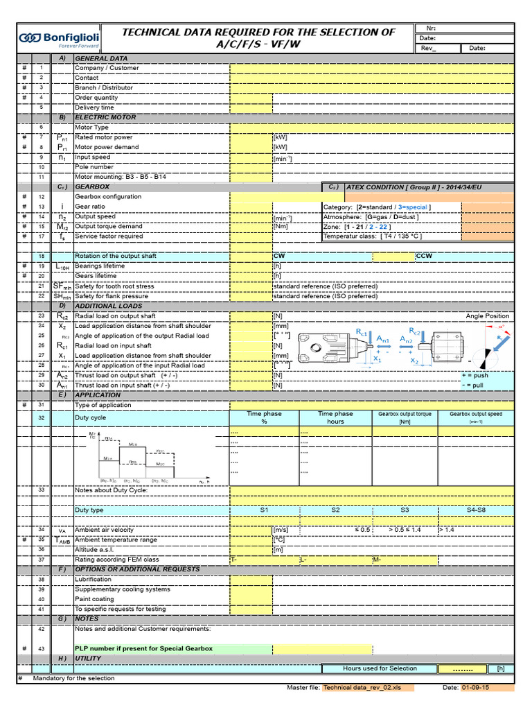 Selection of Gearboxes Industrial Gearmotors C A F S VF W Eng r02 0