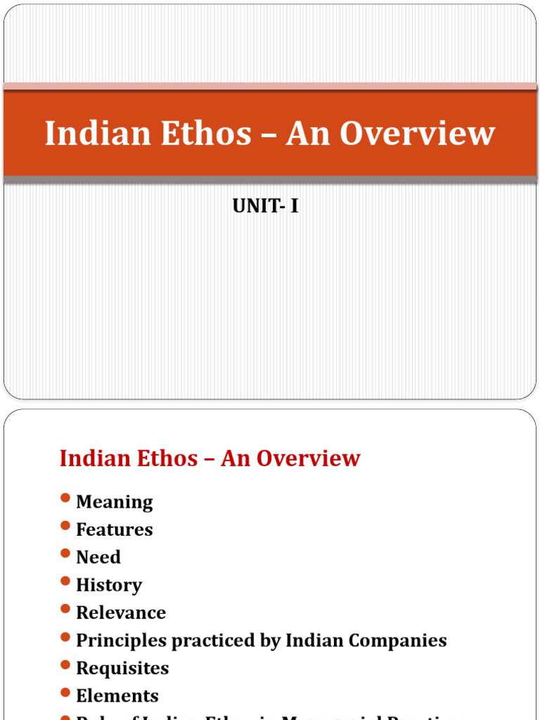 Unit 1 indian ethos an overview pdf