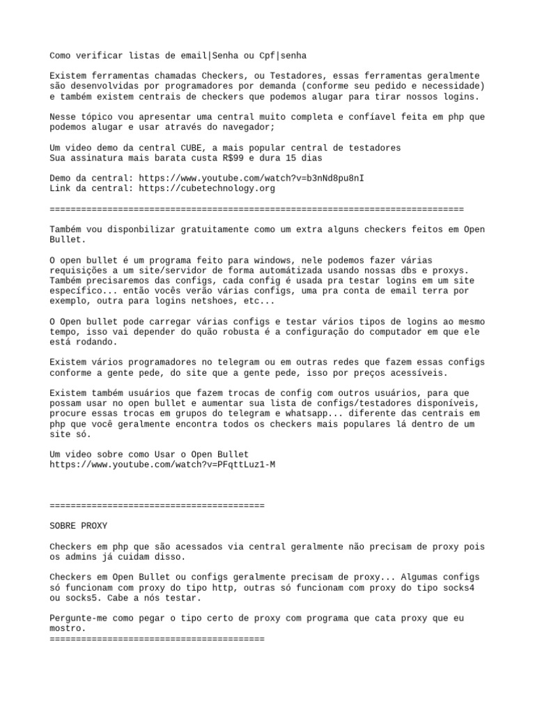 Como verificar listas de email e Senha ou Cpf senha PDF
