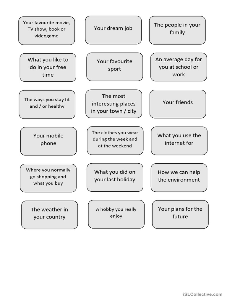 Conversation Topic Cards | PDF