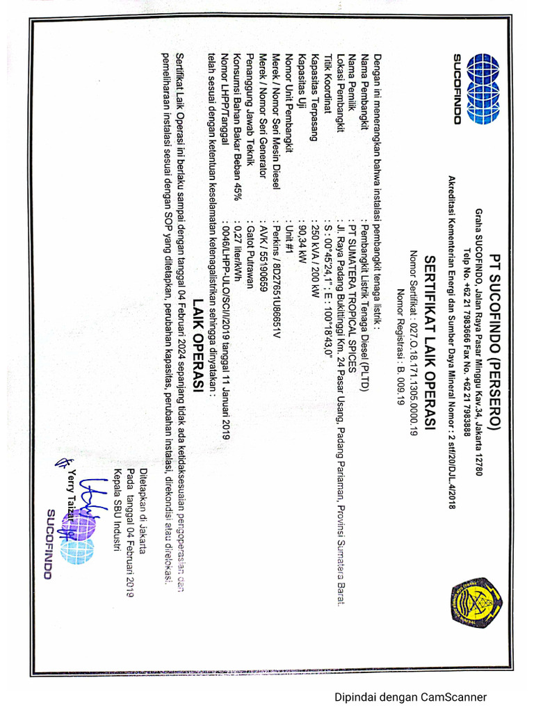 Peraturan Slo Genset