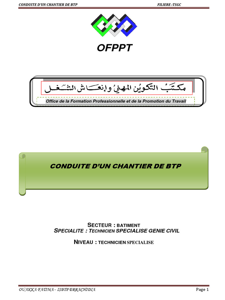 Conduite de Chantier BTP TSGC | PDF | Béton