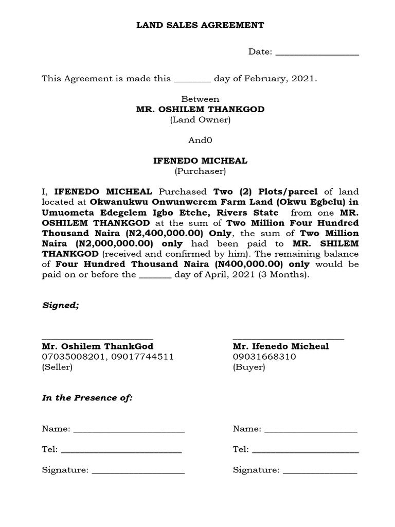 Land Sales Agreement PDF