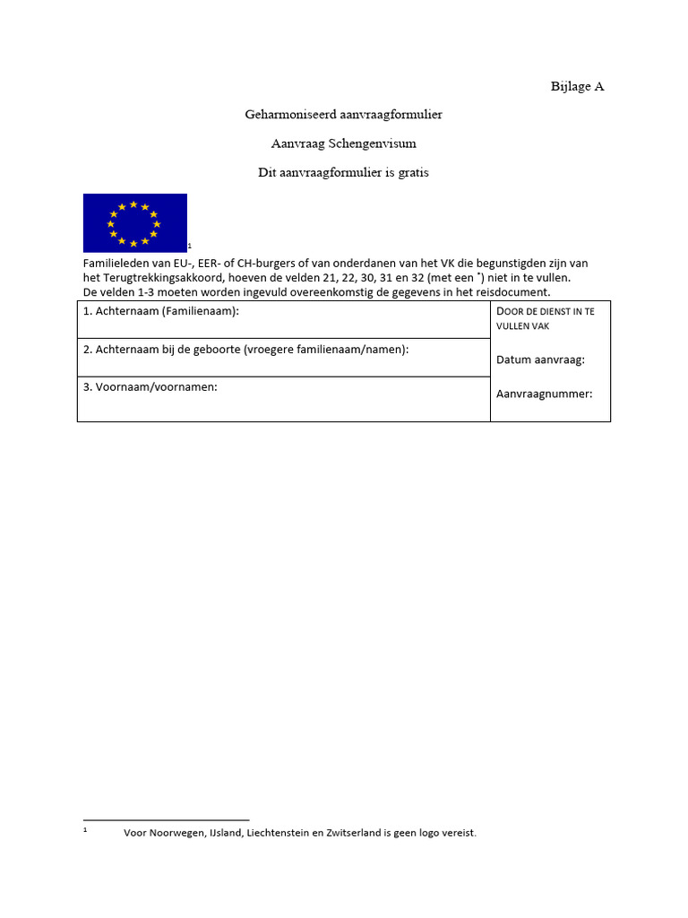 Schengen Visa Application Form Dutch | PDF