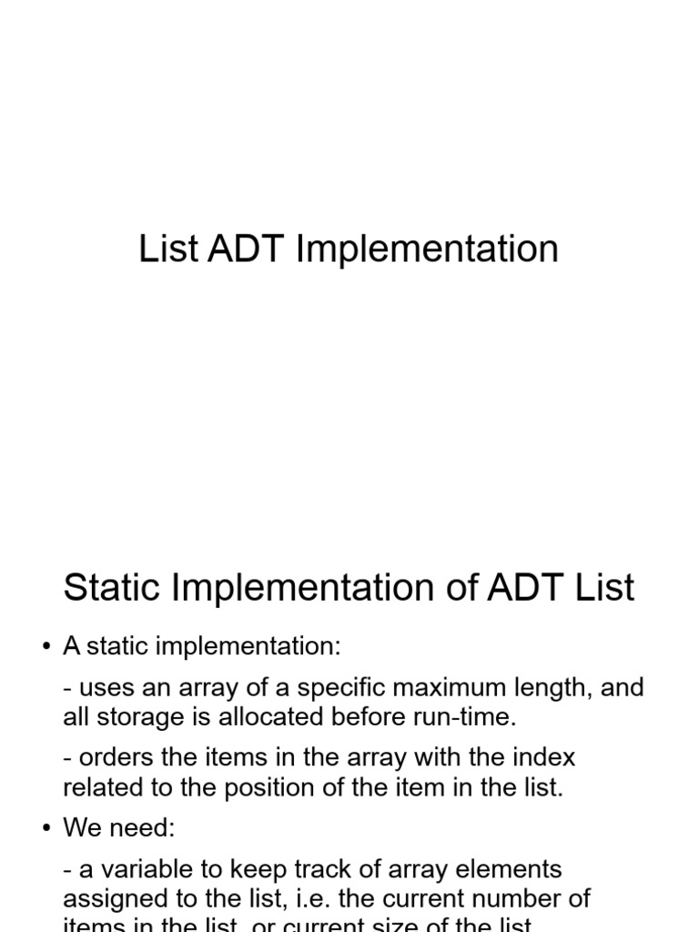 Static ADT List Implementation Guide | PDF