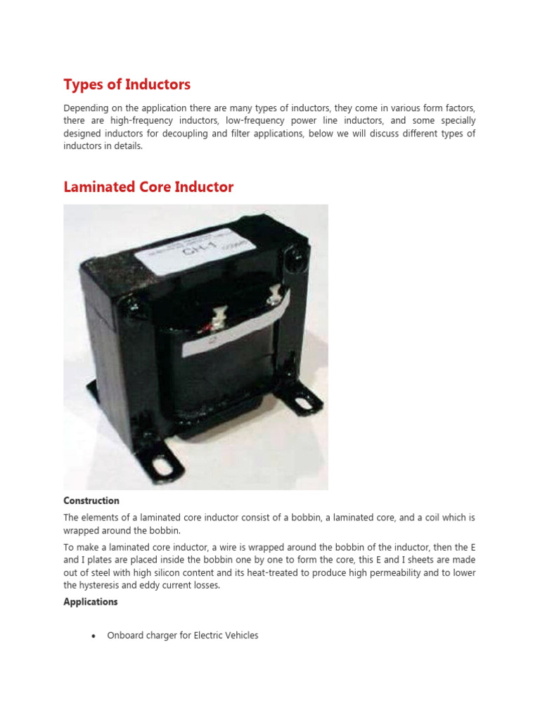 Types of Inductors PDF