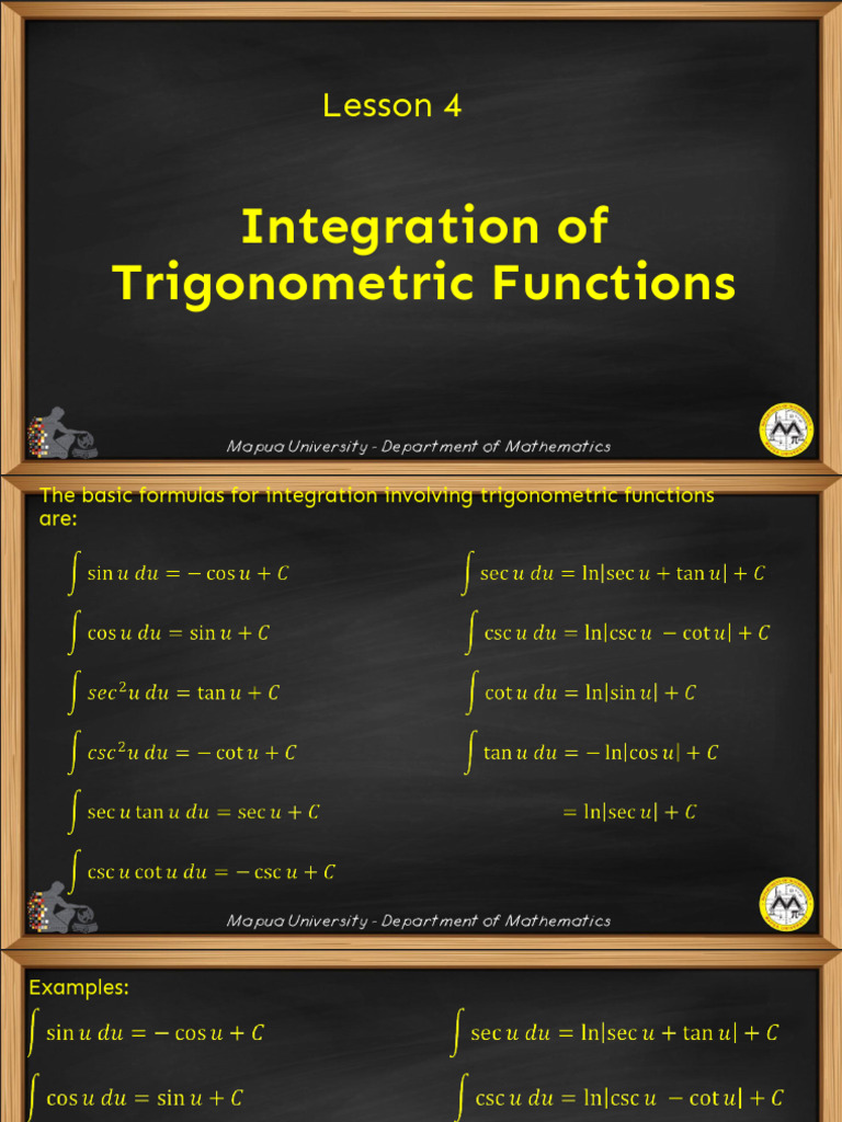 Lesson 4 Integration of Trigonometric Functions PDF
