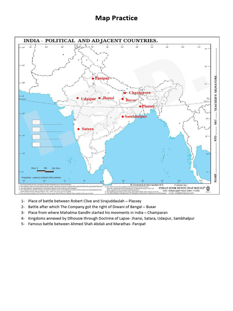 Map Practice Class 9 SST PDF