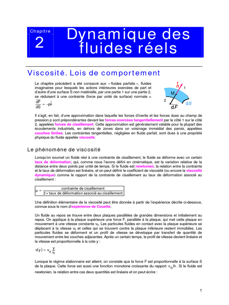 Dynamique des fluides réels et viscosité | PDF | Fluide | Viscosité