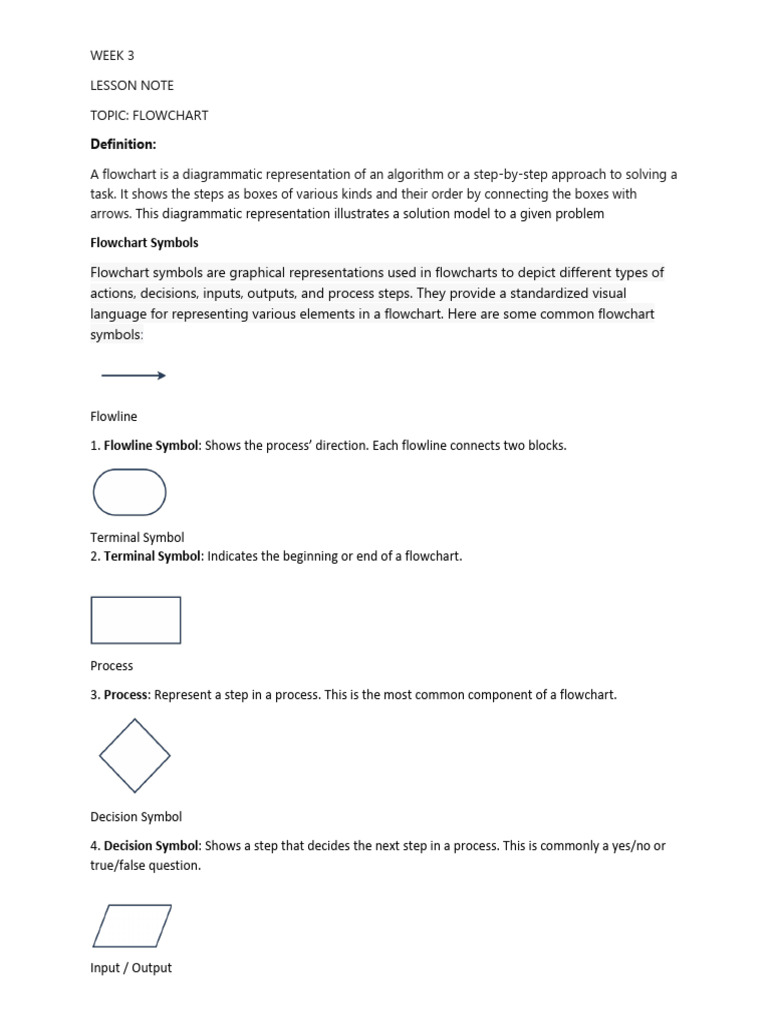 8785 - WEEK 3. LESSON NOTE, FLOWCHARTSpdf | PDF