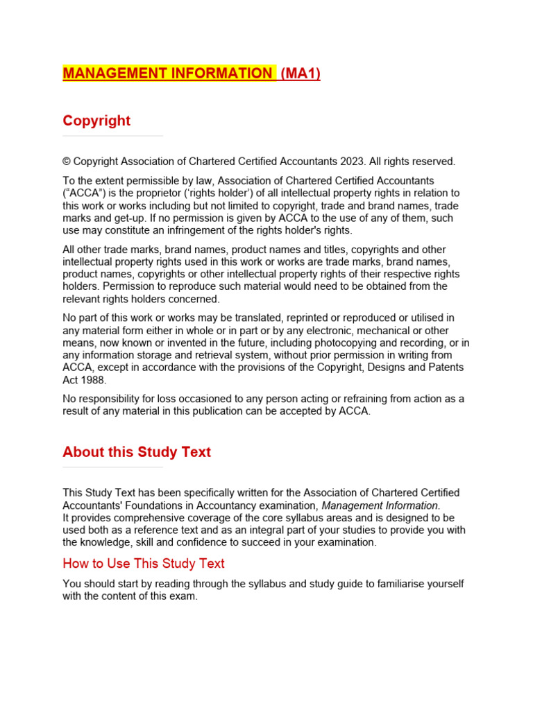 Management Information Notes (Ma1) | PDF
