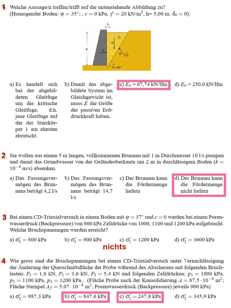 Bodenmechanik Multiplichoice PDF