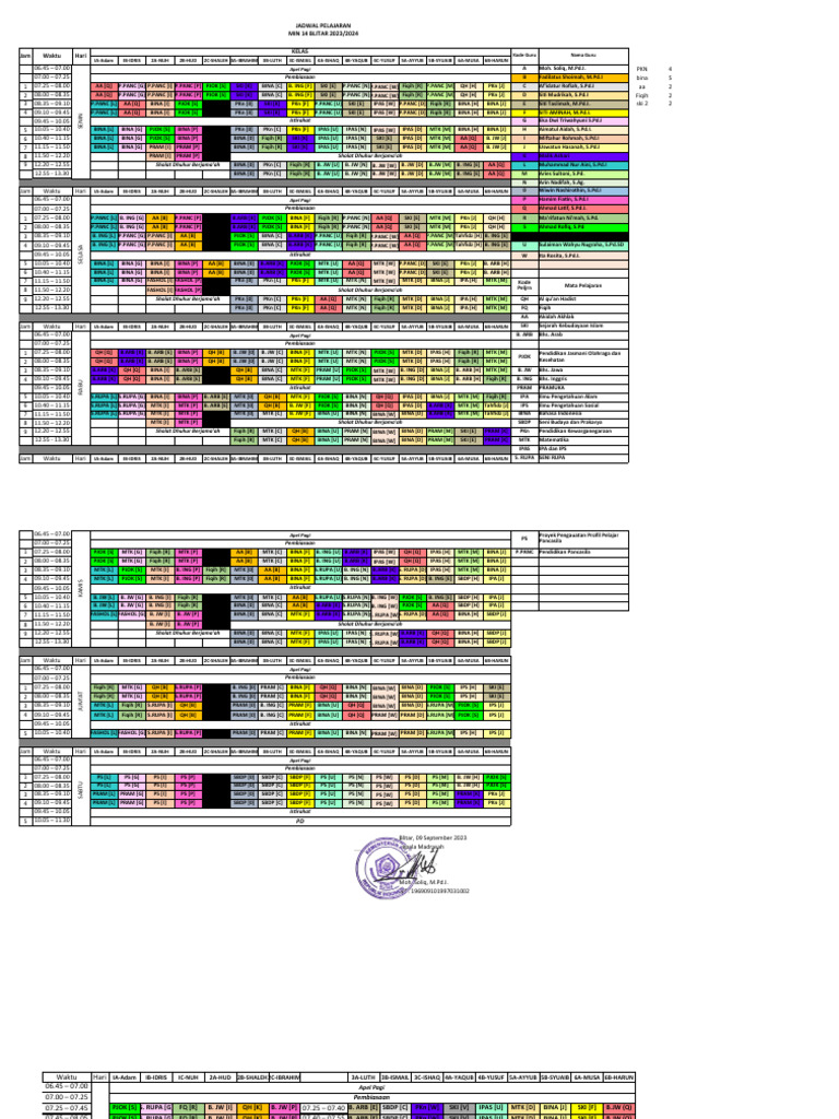 Jadwal Pelajaran 2023-2024 (Sept) OK | PDF | Monotheism | Monotheistic