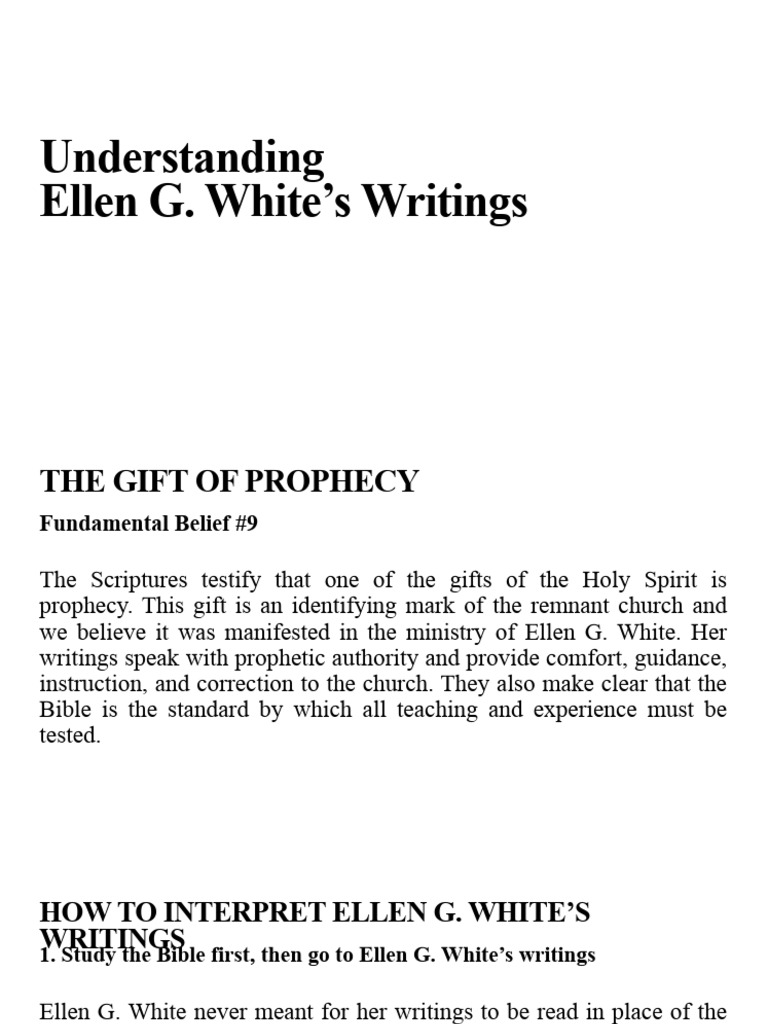 Understanding Ellen G. White Writings PDF Prophecy Bible