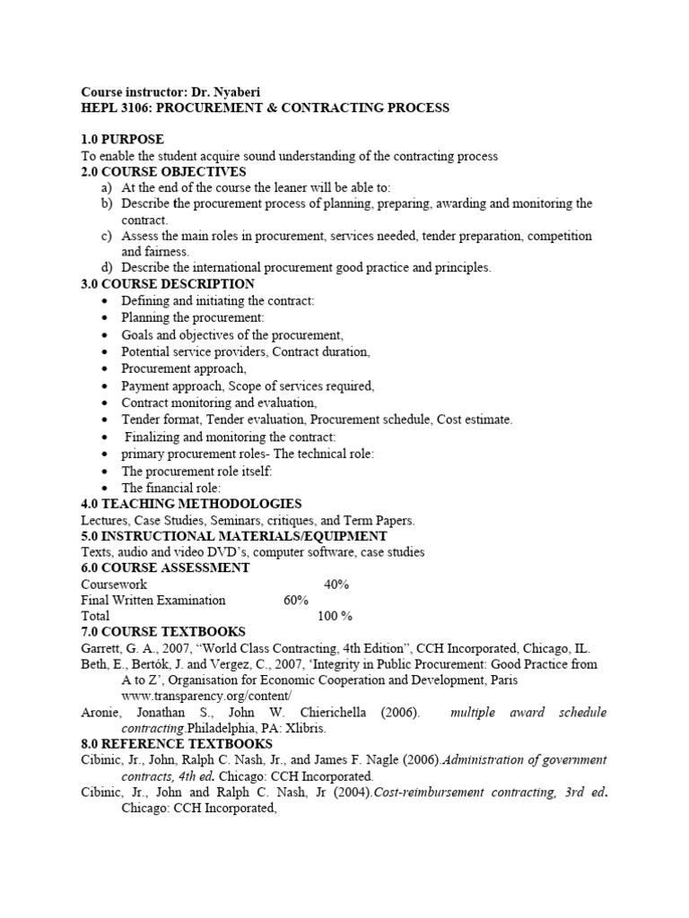 Procurement & Contracting Course | PDF