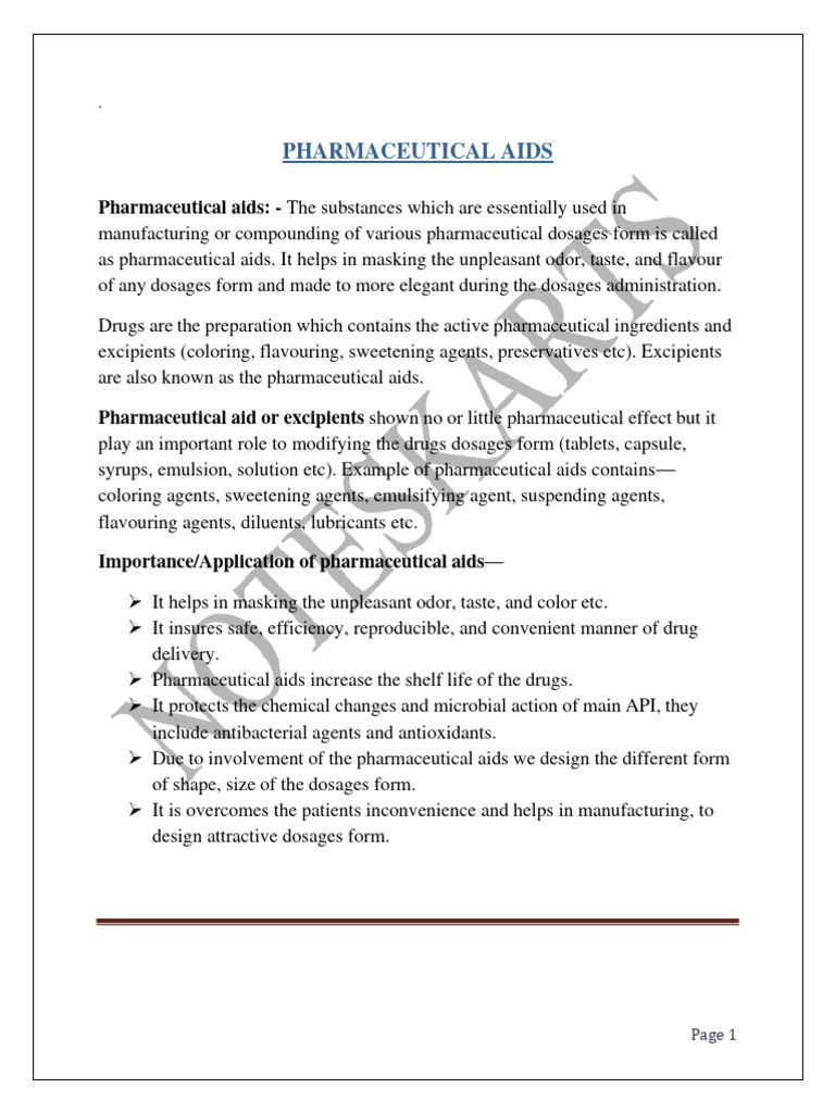 Pharmaceutical Aids PDF