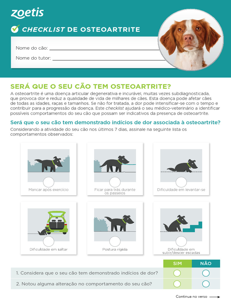 Checklist OsteoartriteDigital PDF Osteoartrite Cães