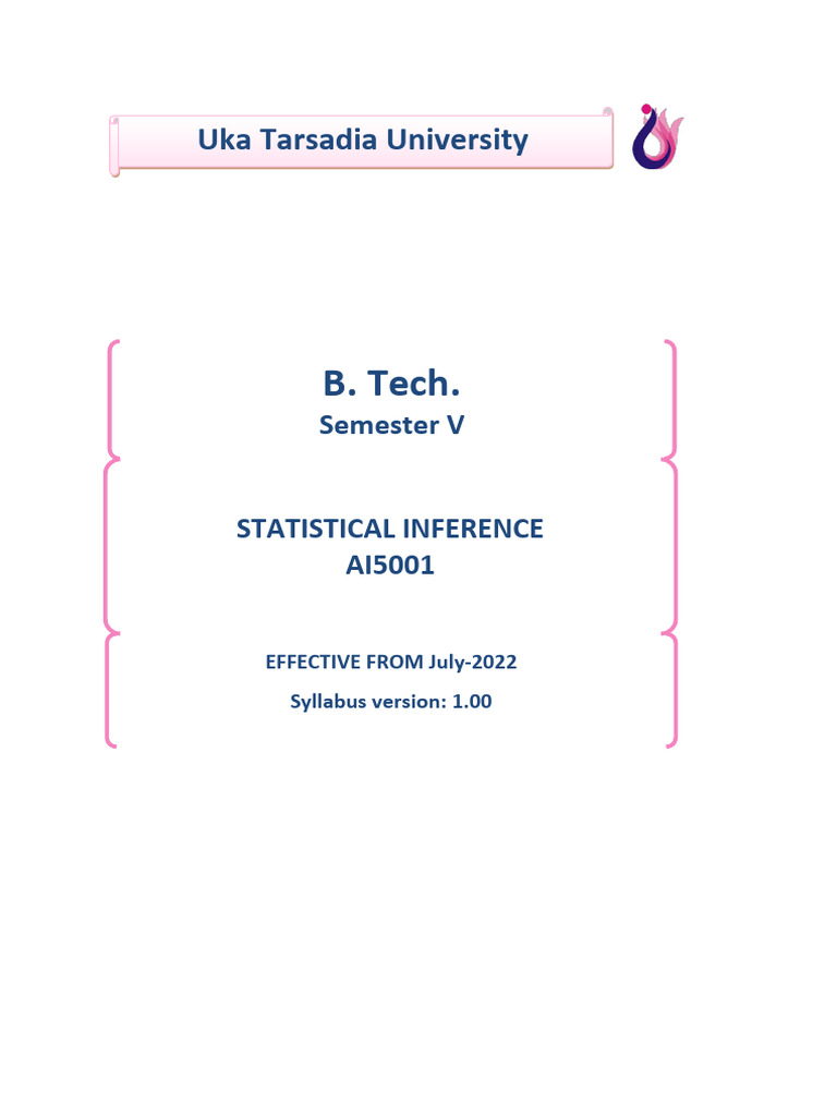 Statistical Inference Syllabus AI5001 | PDF