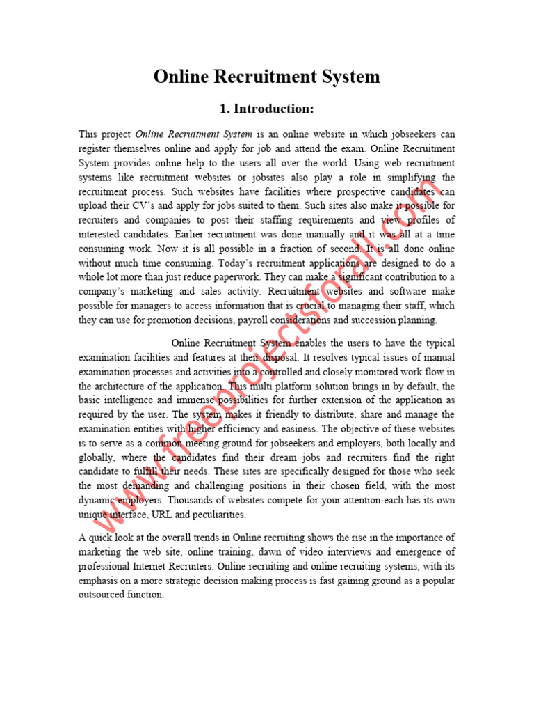 Online Recruitment System PDF Recruitment Floppy Disk