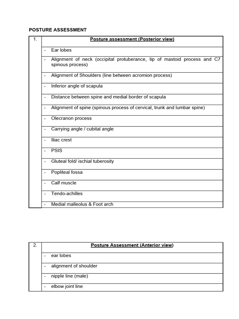 TOPIC 7 POSTURE ASSESSMENT | PDF